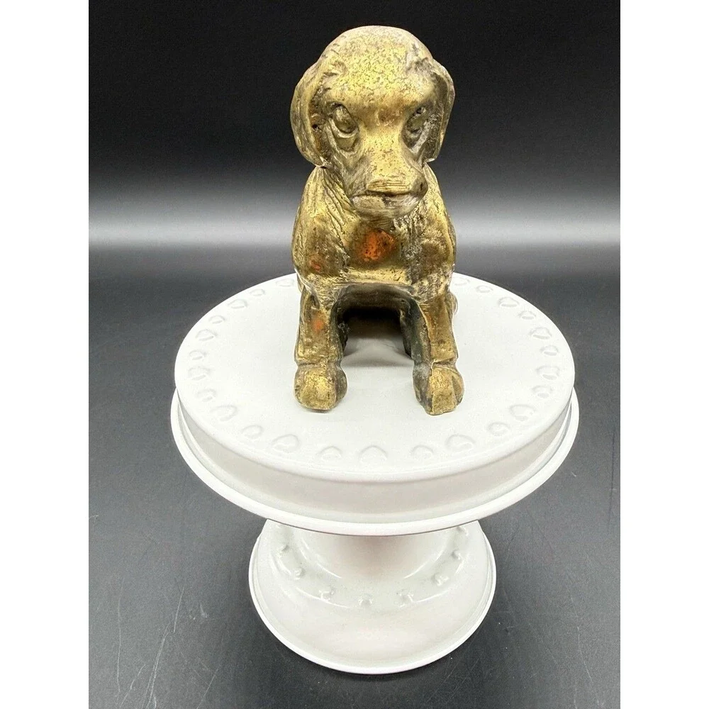 Vintage solid brass dog figurine, Labrador?